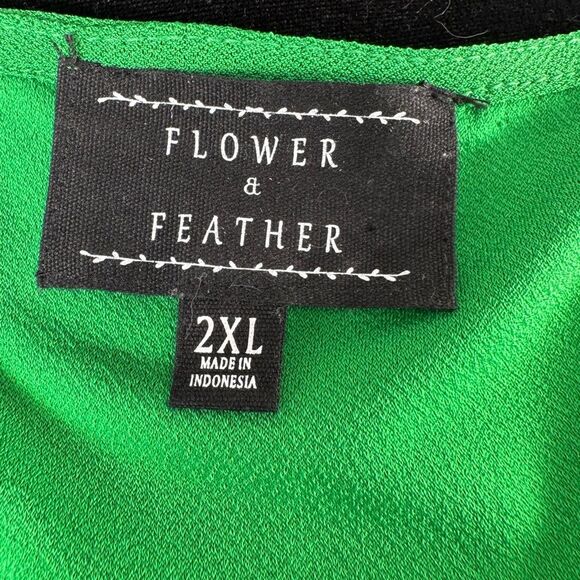 Green Relaxed V-Neck Zippered Blouse vibrant color women’s 2xl - Picture 2 of 11